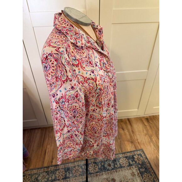 Chicos Linen Paisley Button-Up Shirt Multicolor Lightweight Breathable Lg read - Picture 8 of 11